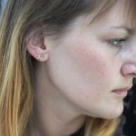 Kolorowe Kolczyki z Cyrkoniami - Geometryczny Kształt na modelce