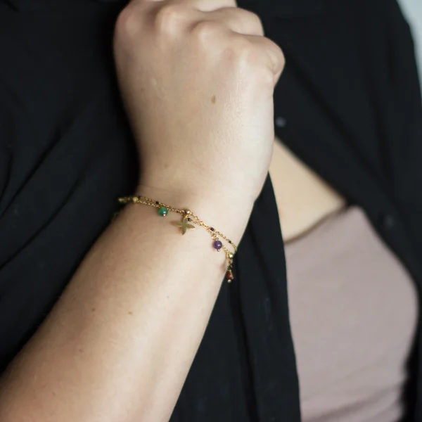Bransoletka z Motylkami i Kamieniami Naturalnymi – Boho Chic - obrazek 4