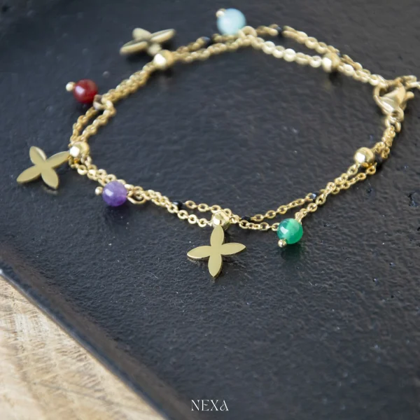 Bransoletka z Motylkami i Kamieniami Naturalnymi – Boho Chic