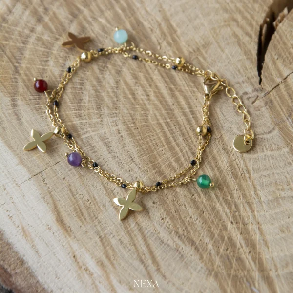 Bransoletka z Motylkami i Kamieniami Naturalnymi – Boho Chic - obrazek 2